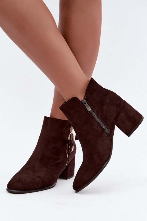 Wärmende Damen-Stiefeletten mit Absätzen, braun Imara