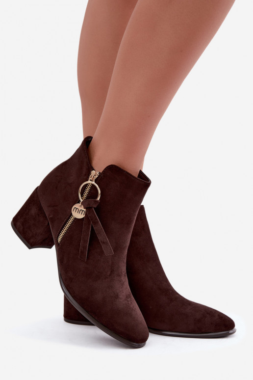 Wärmende Damen-Stiefeletten mit Absätzen, braun Imara