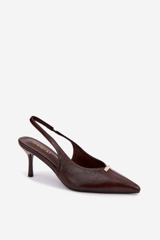 Inessae schokoladenfarbene High Heels mit dekorativen Details