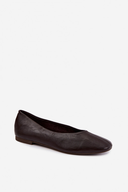 Iralia schokoladenfarbene Ballerinas mit dekorativem Stickerei