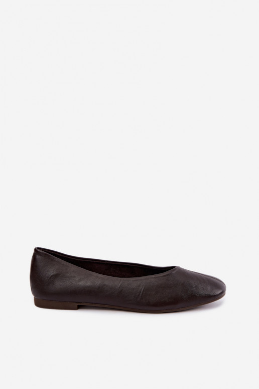 Iralia schokoladenfarbene Ballerinas mit dekorativem Stickerei