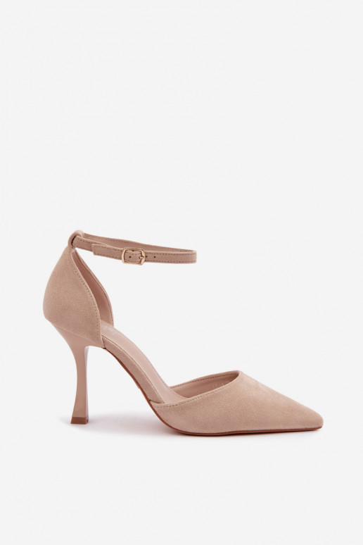 Faux-Suede-Schuhe mit Riemen in Sandfarbe Ladessa