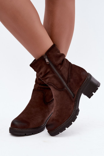 sich Zuarm laufen Damenstiefel Mit Rüschen Klocke S.Barski HY62-8100 CzekoladoZue 2