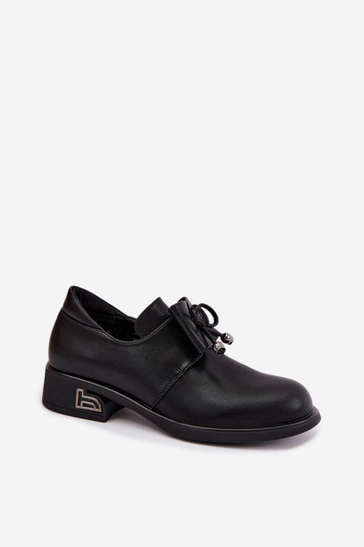 Kunstleder-Schuhe mit Schleifen T.Sokolski AN J26-190 in schwarzer Farbe