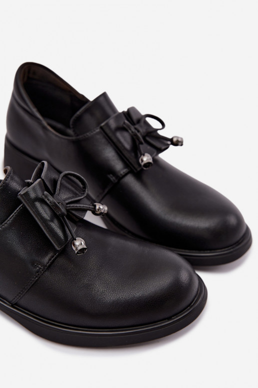 Kunstleder-Schuhe mit Schleifen T.Sokolski AN J26-190 in schwarzer Farbe