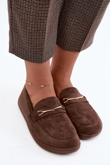 Mokassins Barefoot Ze goldene Farbem Detalem braune Farbe Paresa