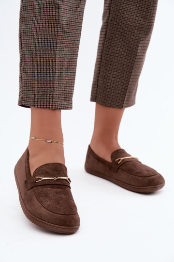 Mokassins Barefoot Ze goldene Farbem Detalem braune Farbe Paresa 2