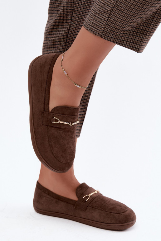 Mokassins Barefoot Ze goldene Farbem Detalem braune Farbe Paresa