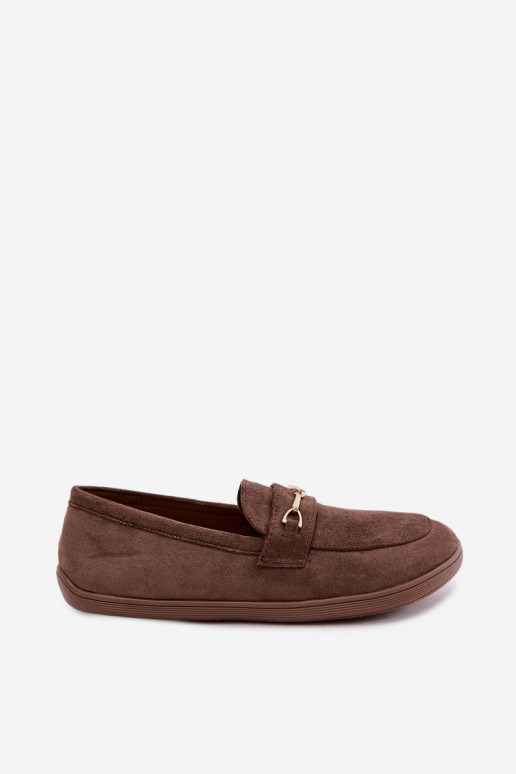 Goldene Mokassins Barefoot Ze mit braunen Details Paresa