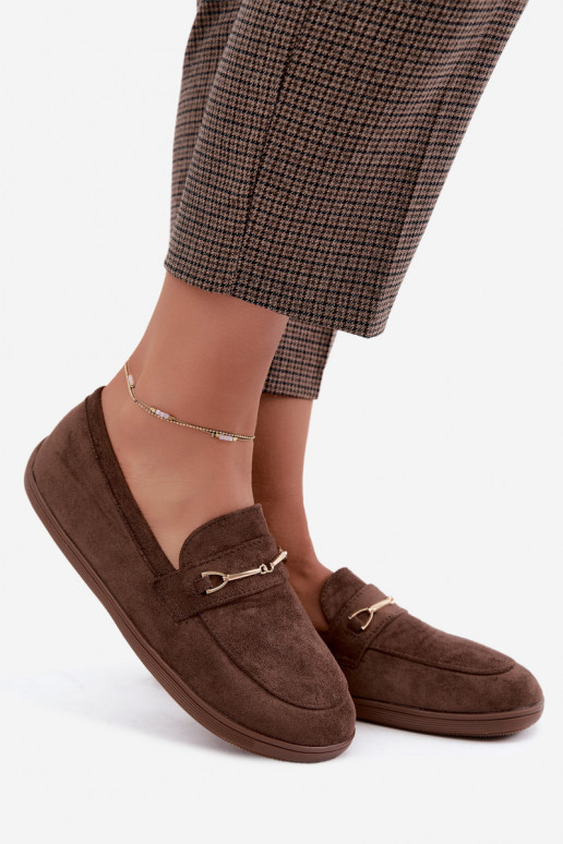 Mokassins Barefoot Ze goldene Farbem Detalem braune Farbe Paresa
