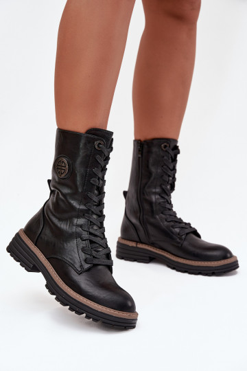 Wärmende Damen-Stiefeletten mit dekorativen Details in schwarzer Farbe Dorialine 2