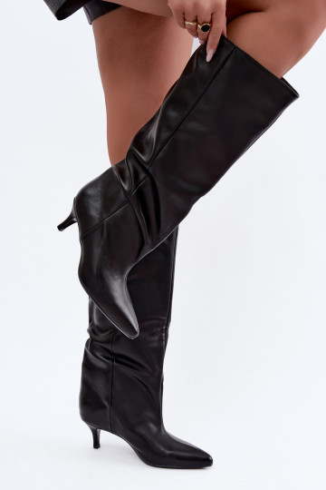 Stiefeletten mit Absatz aus schwarzem Kunstveloursleder Desya 2