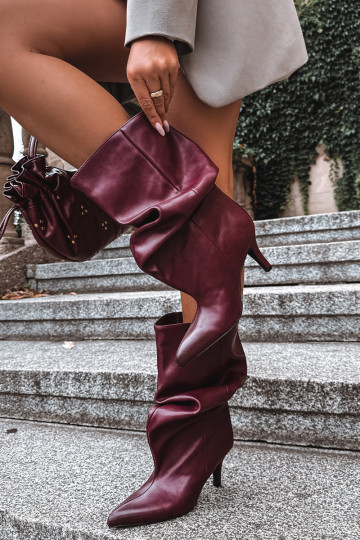 Slouchy Stiefeletten mit Absatz in bordeaux Gelra 2