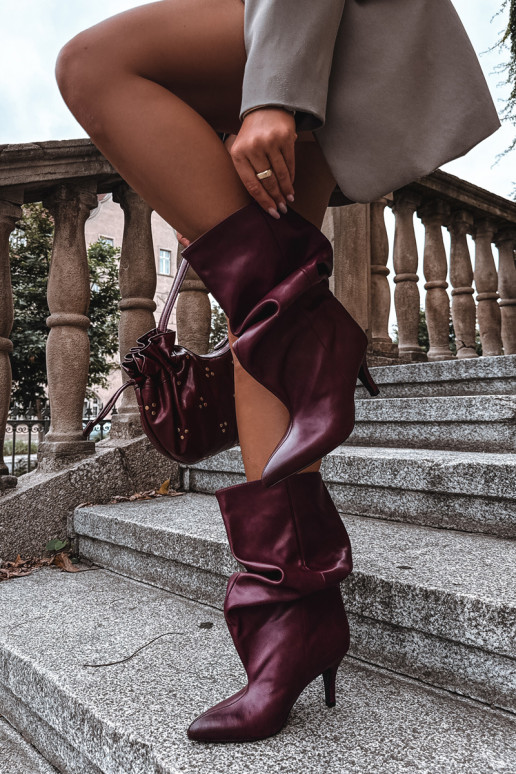 Slouchy Stiefeletten mit Absatz in bordeaux Gelra