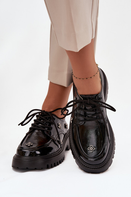 Lackleder-Damenschuhe mit Schnallen in Schwarz Artiker 57C0333