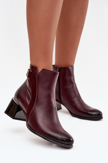 Leder-Damenschuhe mit Absatz in Bordeaux Zazoo 60563