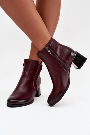 Leder-Damenschuhe mit Absatz in Bordeaux Zazoo 60563 2
