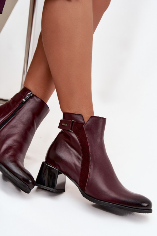 Leder-Damenschuhe mit Absatz in Bordeaux Zazoo 60563