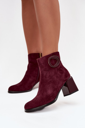 Kunstveloursleder warme Damenstiefeletten mit dekorativen Details in Bordeaux Artiker 57C0016 2