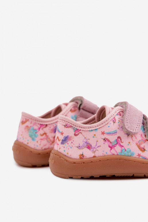 Rosa Kinderslipper Barefoot Einhörner Froddo Canvas G1700440-26
