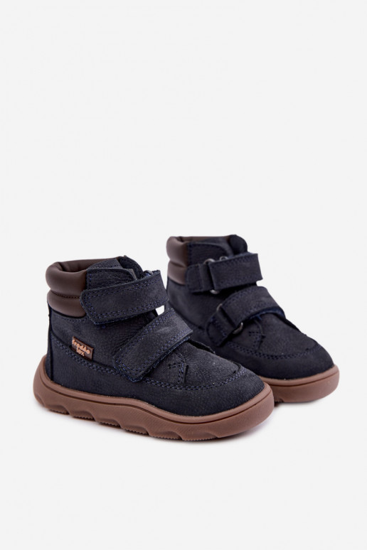 Dunkelblaue Kinderlederschuhe Barefoot Froddo G2110150