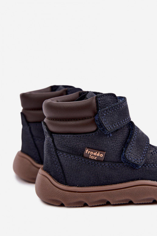 Dunkelblaue Kinderlederschuhe Barefoot Froddo G2110150