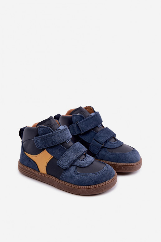 Dunkelblaue Kinderveloursleder-Schuhe Barefoot Froddo G2110157