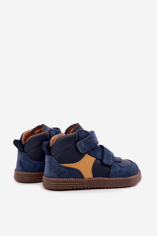 Dunkelblaue Kinderveloursleder-Schuhe Barefoot Froddo G2110157