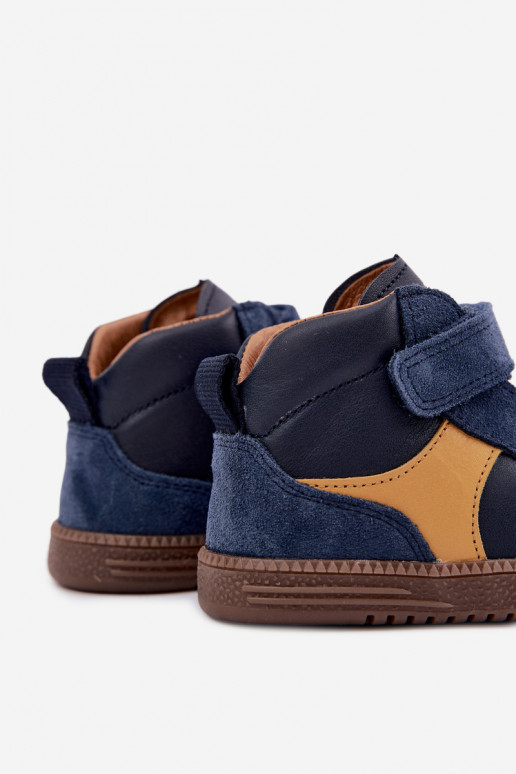 Dunkelblaue Kinderveloursleder-Schuhe Barefoot Froddo G2110157