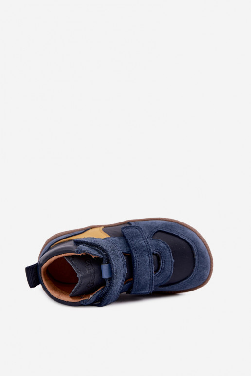 Dunkelblaue Kinderveloursleder-Schuhe Barefoot Froddo G2110157