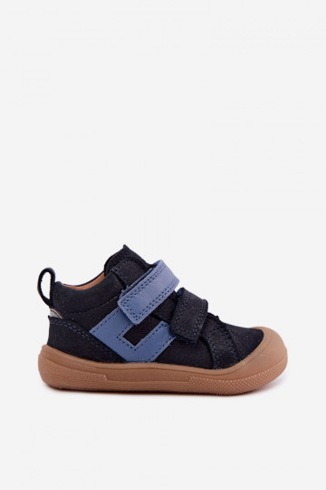 Dunkelblaue Kinderlederschuhe Barefoot Froddo G2130380 2