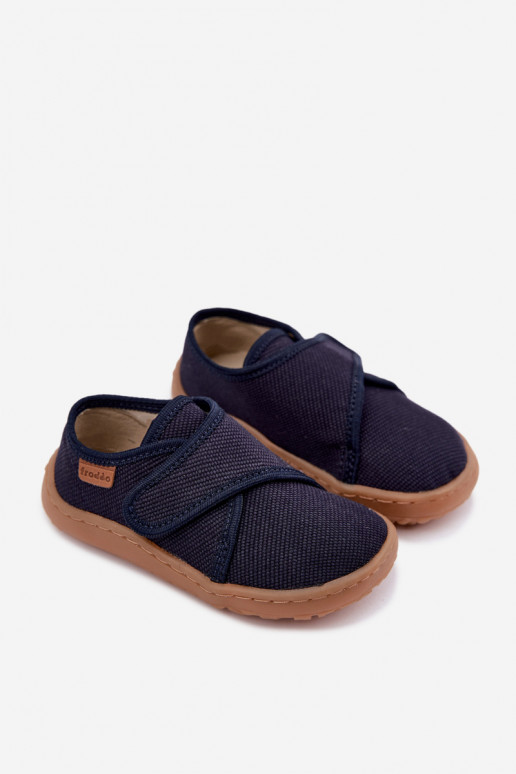 Kinderhausschuhe für Jungen mit Klettverschlüssen Barefoot Froddo G1700438 in Dunkelblau