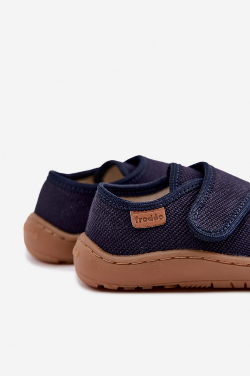 Kinderhausschuhe für Jungen mit Klettverschlüssen Barefoot Froddo G1700438 in Dunkelblau