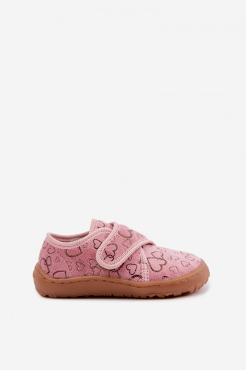 Kinderhausschuhe mit Klettverschlüssen Barefoot Širdelės Froddo G1700438-18 in Rosa 2