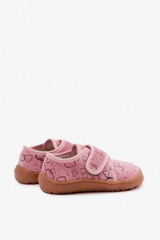 Kinderhausschuhe mit Klettverschlüssen Barefoot Širdelės Froddo G1700438-18 in Rosa