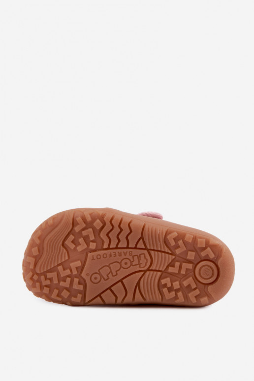 Kinderhausschuhe mit Klettverschlüssen Barefoot Širdelės Froddo G1700438-18 in Rosa