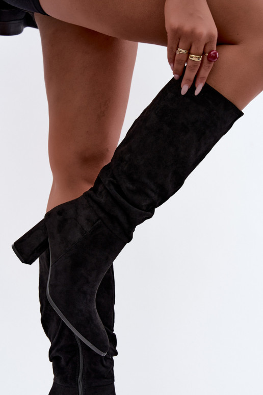 Isolierte Damenstiefel bis zum Knie mit Absatz in Schwarz Raleya