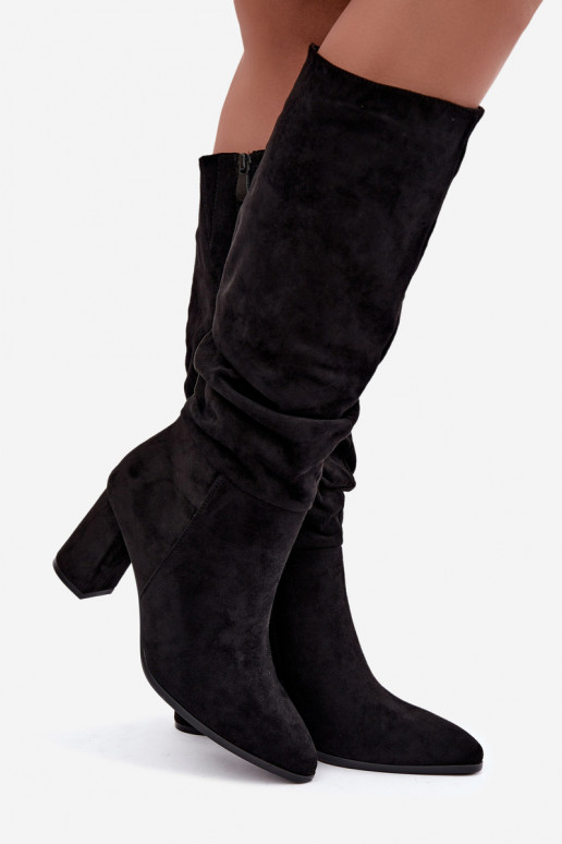 Isolierte Damenstiefel bis zum Knie mit Absatz in Schwarz Raleya