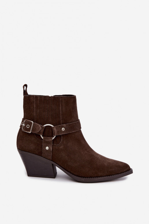 Wildleder Cowboy-Stiefel, warm, braun Fariah