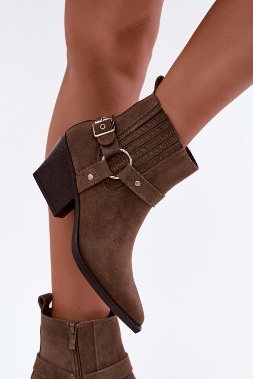Wildleder Cowboy-Stiefel, warm, braun Fariah