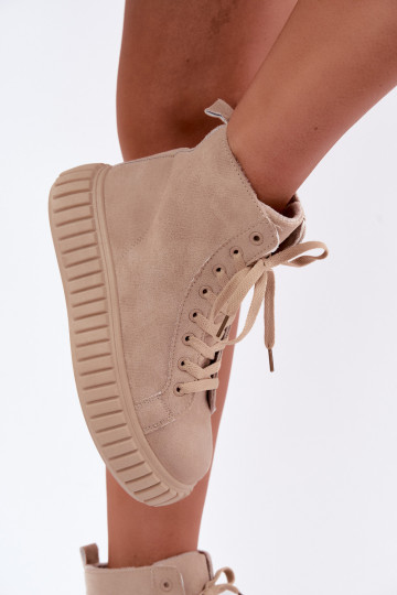 Warmes Freizeitschuhwerk aus Kunstsuede mit Plattform in sandfarbener Farbe Isaria 2
