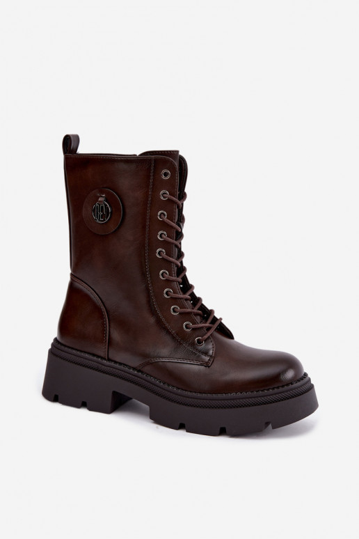 Warmes Damen-Stiefeletten in brauner Farbe Livela