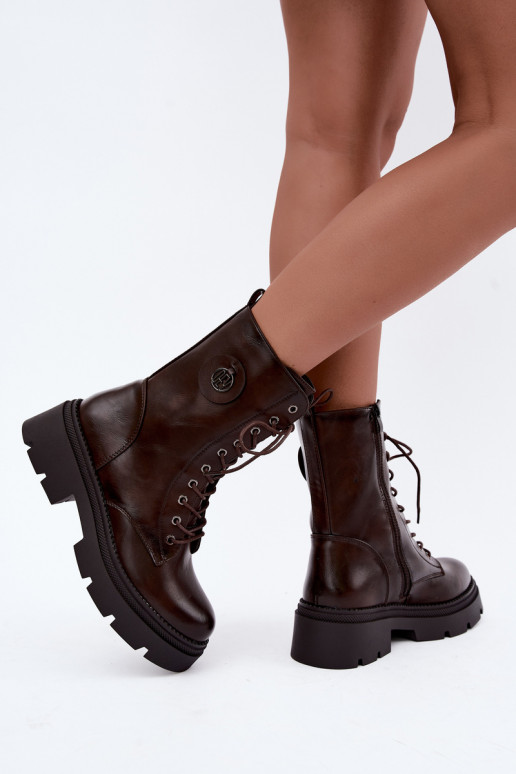 Warmes Damen-Stiefeletten in brauner Farbe Livela