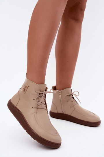 Leder Damen-Barefoot warme Schuhe in sandfarbener Farbe Zazoo 3077 2