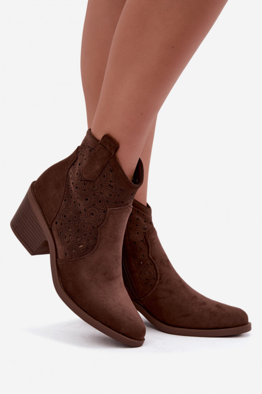 Ausschnitt-Cowboy-Stiefeletten mit Absätzen S.Barski HY62-8147 braun