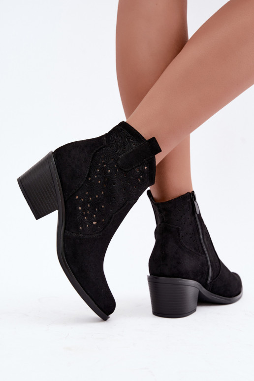 Ausschnitt-Cowboy-Stiefeletten mit Absätzen S.Barski HY62-8147 schwarz