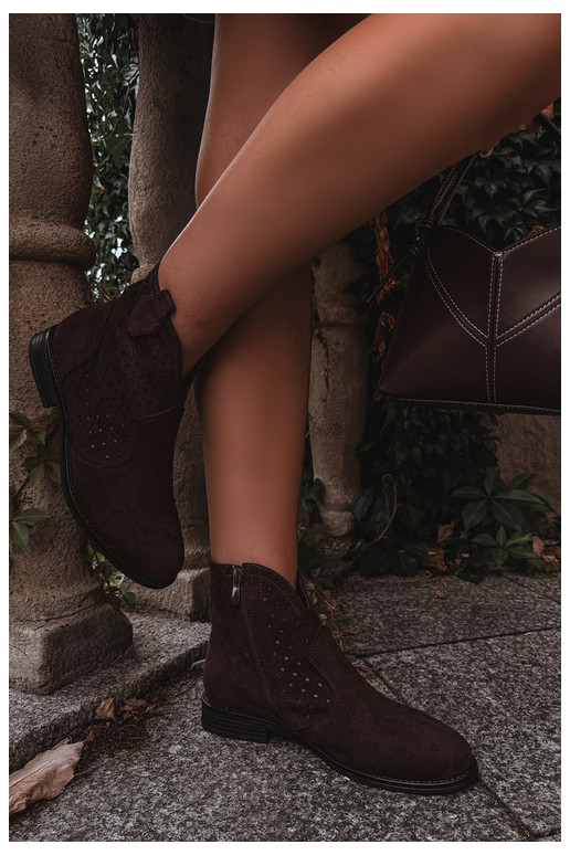 Stiefeletten mit breiten Absätzen und Ausschnittschaft S.Barski HY62-8151 schokoladenbraun