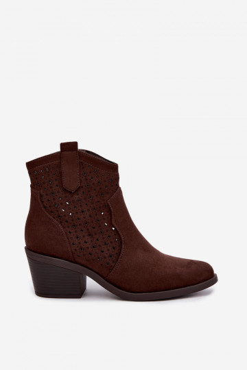 Cowboy-Stiefeletten mit Absätzen und Ausschnitt-Elementen S.Barski HY62-8149 schokoladenbraun 2