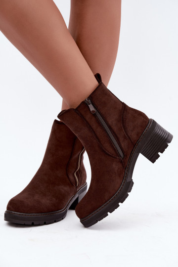 Isolierte Damen-Stiefeletten mit Absätzen S.Barski HY62-8101 schokoladenbraun 2