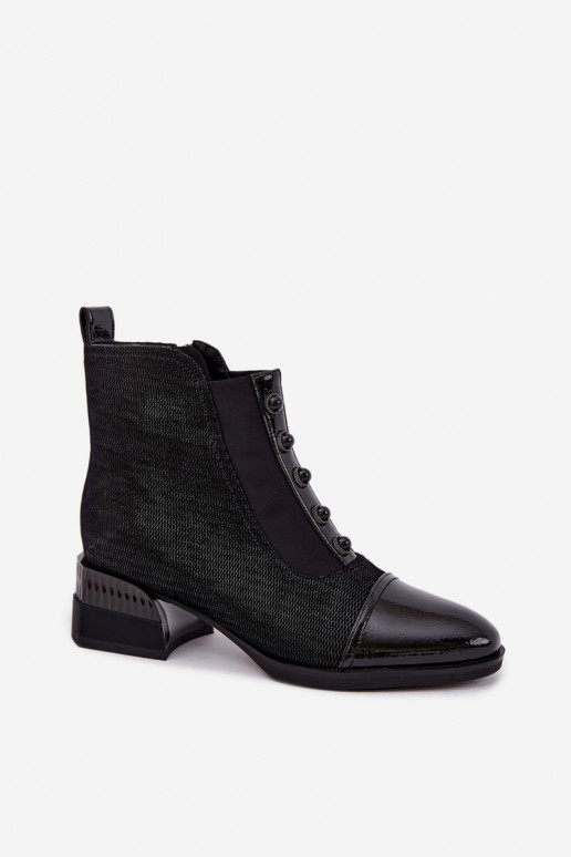 Veloursleder-Stiefel mit Absätzen isoliert D&A CR62-3188 schwarz